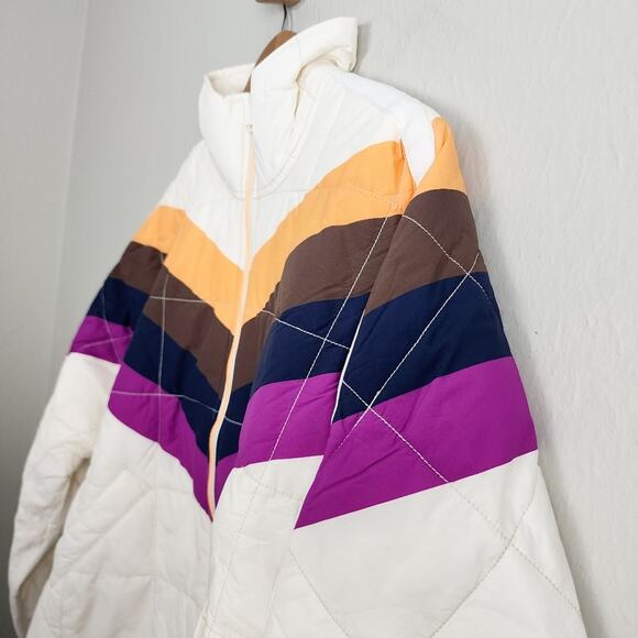 NEW Free People Hatch Printed Puffer Jacket Ivory Chevron Combo Maternity SMALL - Picture 8 of 13